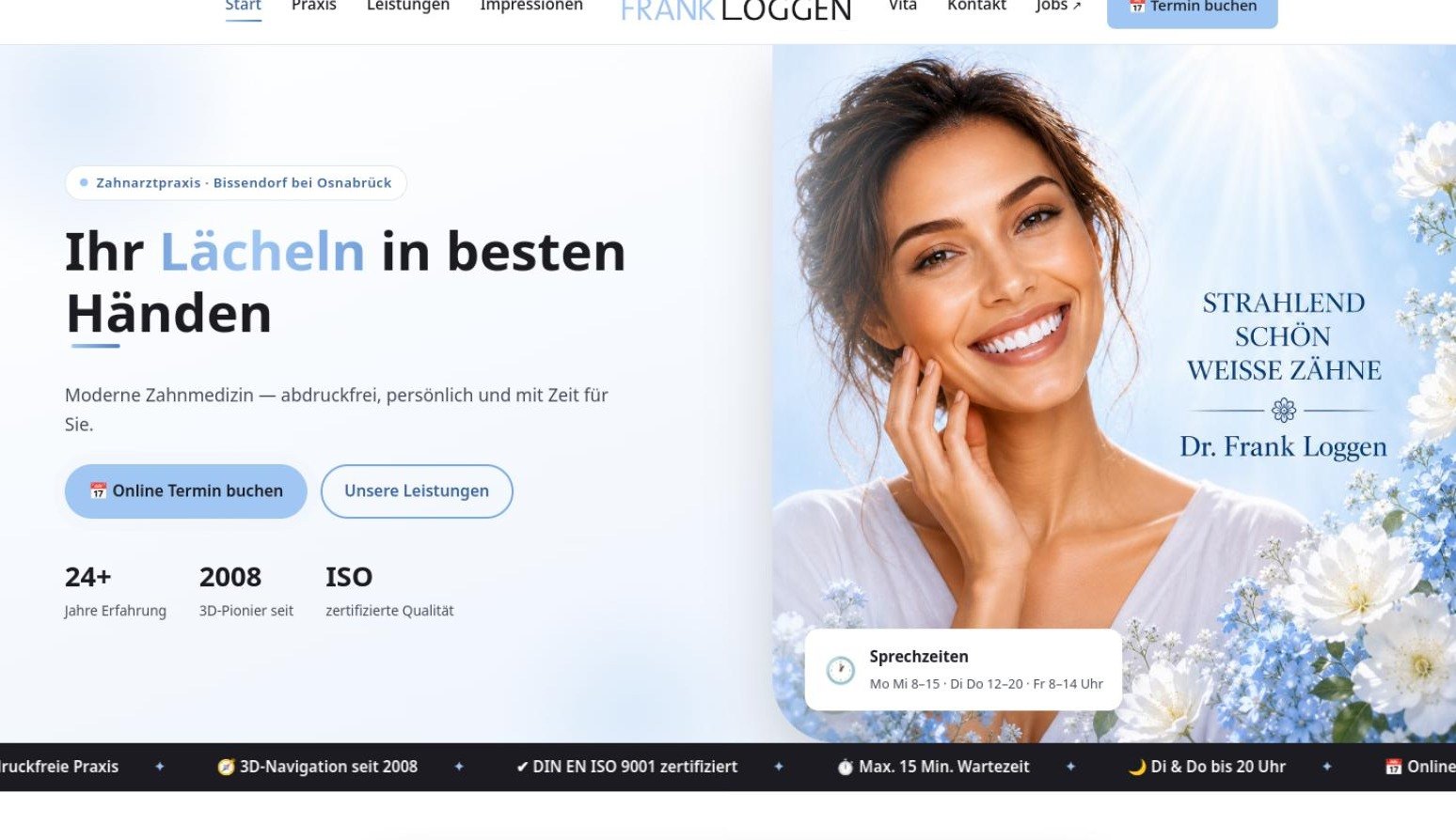 Startseite der Zahnarztpraxis Dr. Loggen
